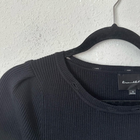 Live and Dot Brielle Black Ribbed Puff Sleeve Sweater Dress - Picture 3 of 6